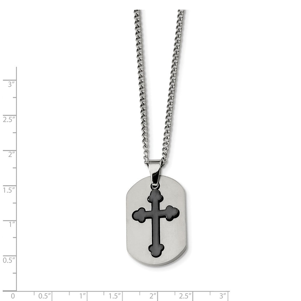Chisel Titanium Black Plated Moveable Cross Necklace - 22 inche Stainless steel chain