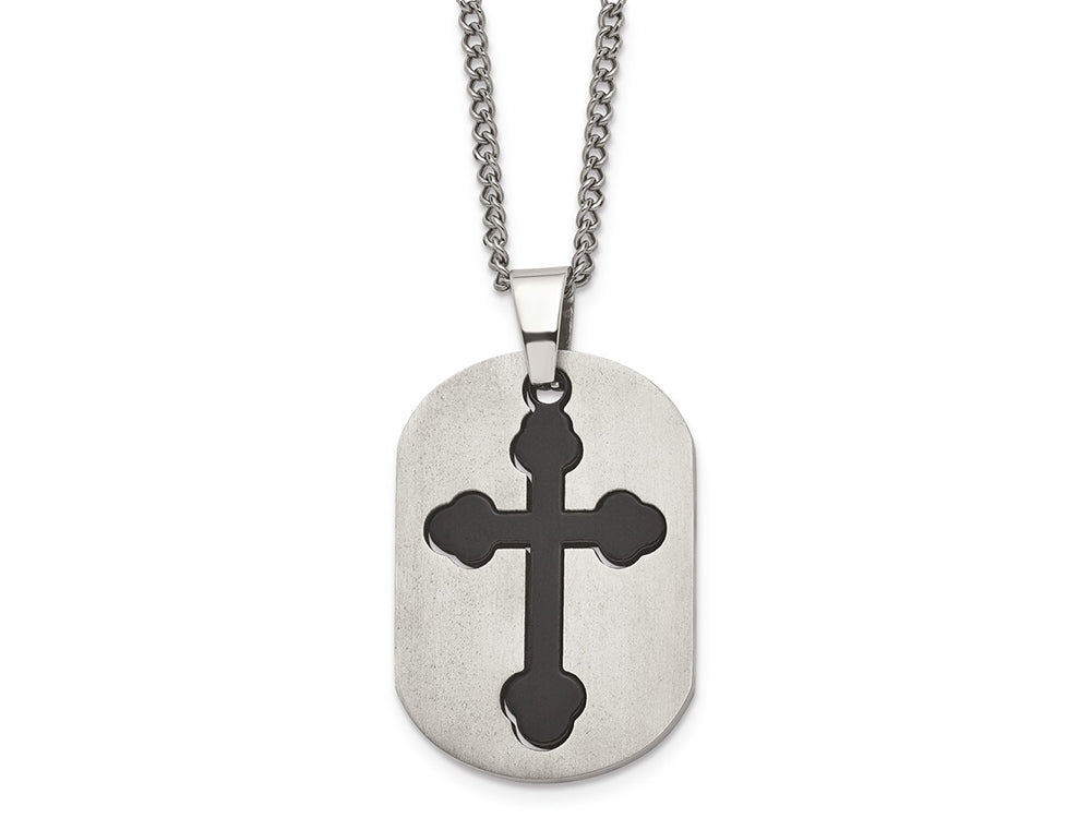 Chisel Titanium Black Plated Moveable Cross Necklace - 22 inche Stainless steel chain