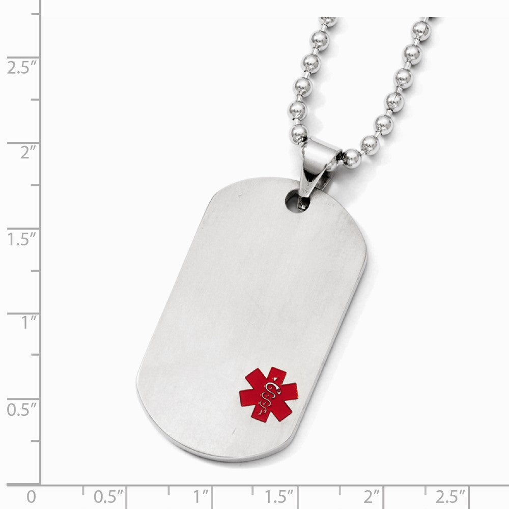 Chisel Titanium Medical Jewelry Dog Tag Pendant Necklace 22 Inch Stainless steel chain