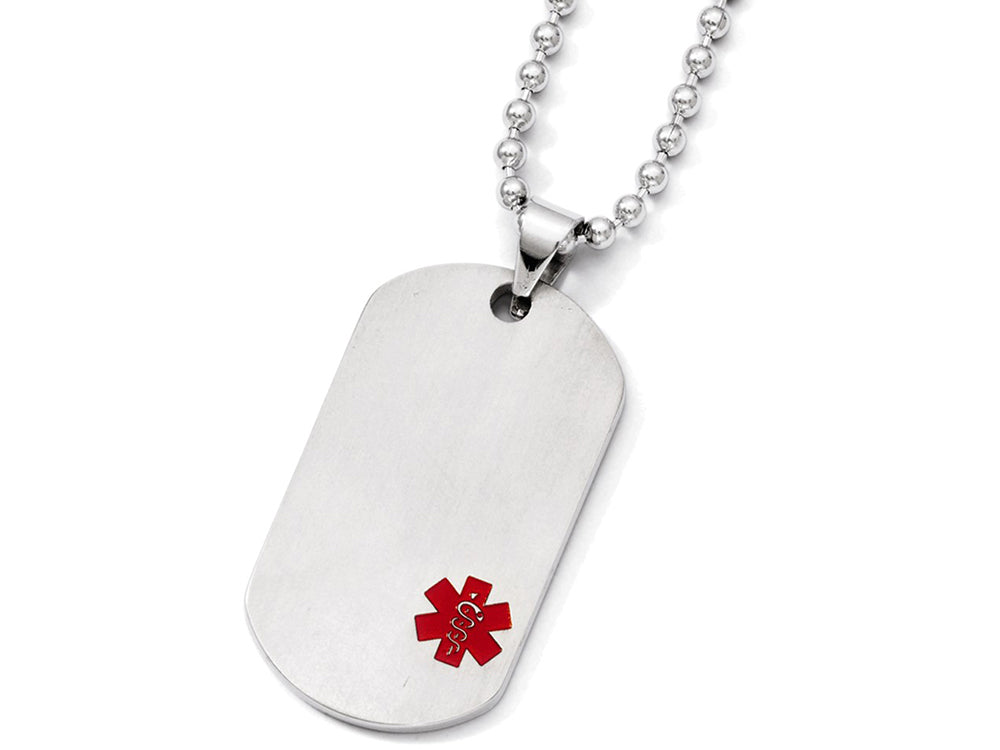 Chisel Titanium Medical Jewelry Dog Tag Pendant Necklace 22 Inch Stainless steel chain