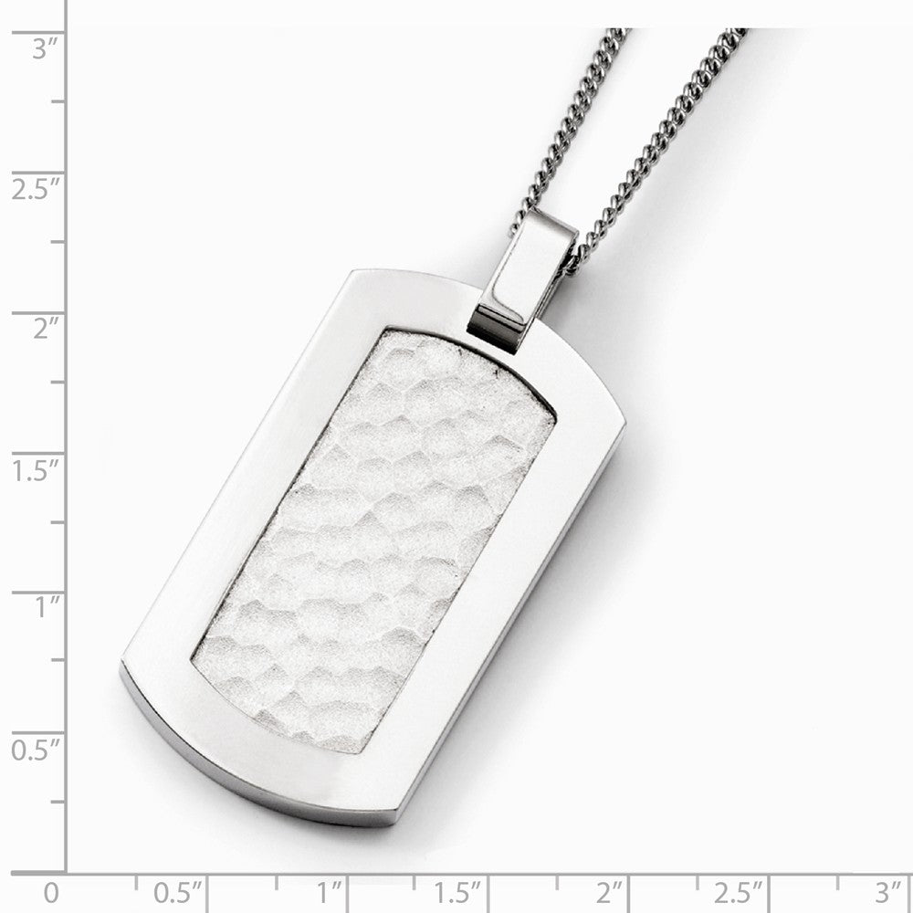 Chisel Titanium Hammered Dog Tag Pendant Necklace 22 Inch Stainless steel chain