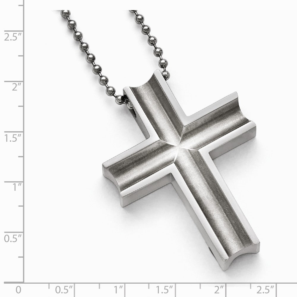Chisel Titanium Polished Cross Necklace 24 inch Stainless steel chain