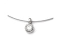 Chisel Titanium CZ Pendant With Polished Stainless Steel Wire Necklace