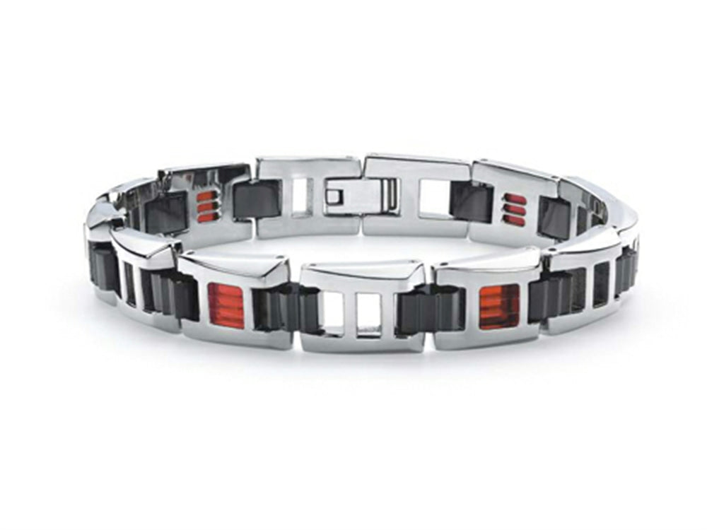 Tonino Lamborghini Primo Collection Stainless Steel Bracelet with Three Red Crystal Stones