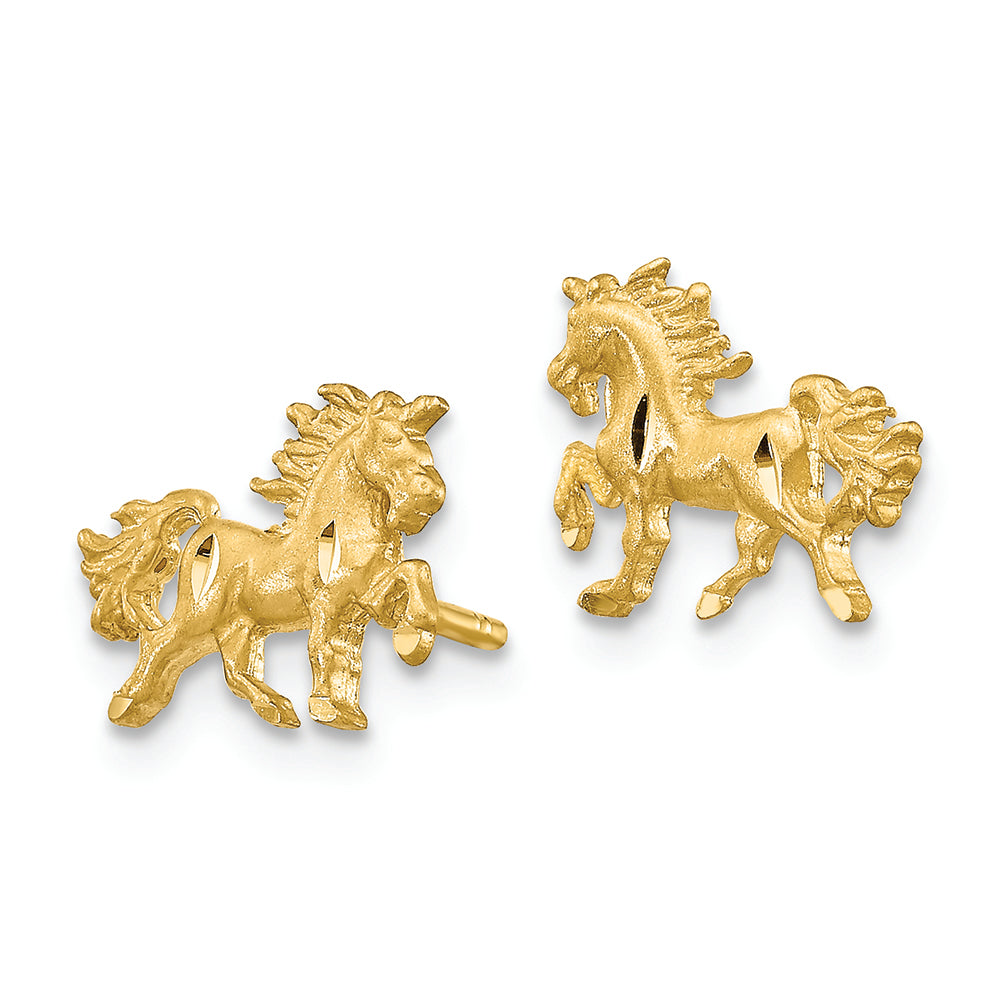FJC Finejewelers 14k Yellow Gold Satin Bright Cut Unicorn Post Earrings