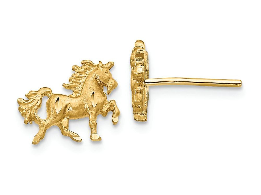 FJC Finejewelers 14k Yellow Gold Satin Bright Cut Unicorn Post Earrings