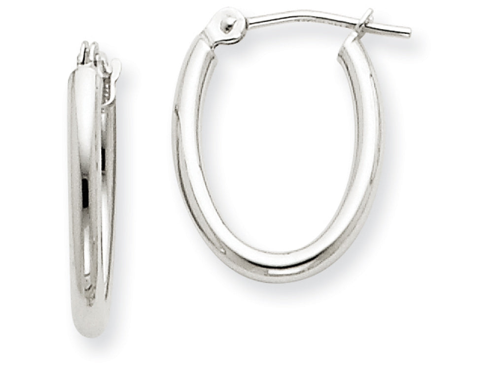 FJC Finejewelers 14k White Gold Polished 2mm Oval Tube Hoop Earrings