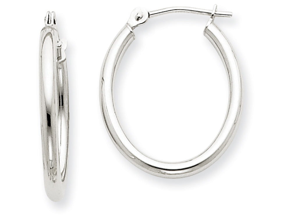 FJC Finejewelers 14k White Gold Polished 2mm Oval Tube Hoop Earrings