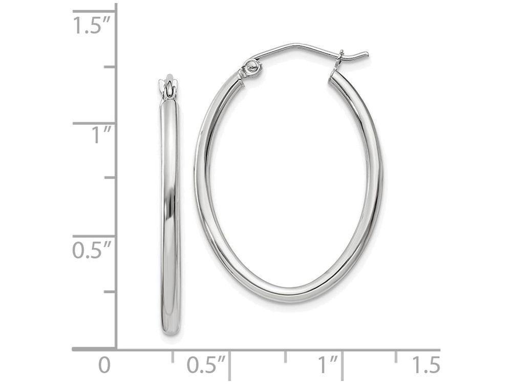 FJC Finejewelers 14k White Gold Polished 2mm Oval Tube Hoop Earrings