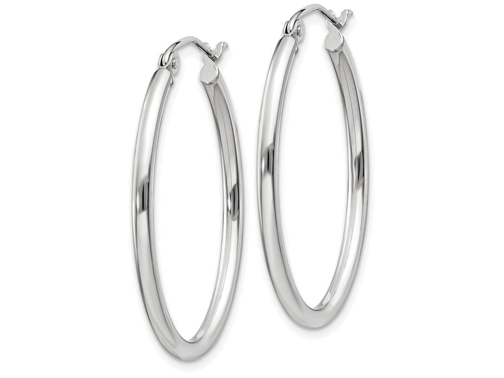 FJC Finejewelers 14k White Gold Polished 2mm Oval Tube Hoop Earrings