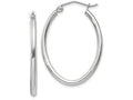 FJC Finejewelers 14k White Gold Polished 2mm Oval Tube Hoop Earrings
