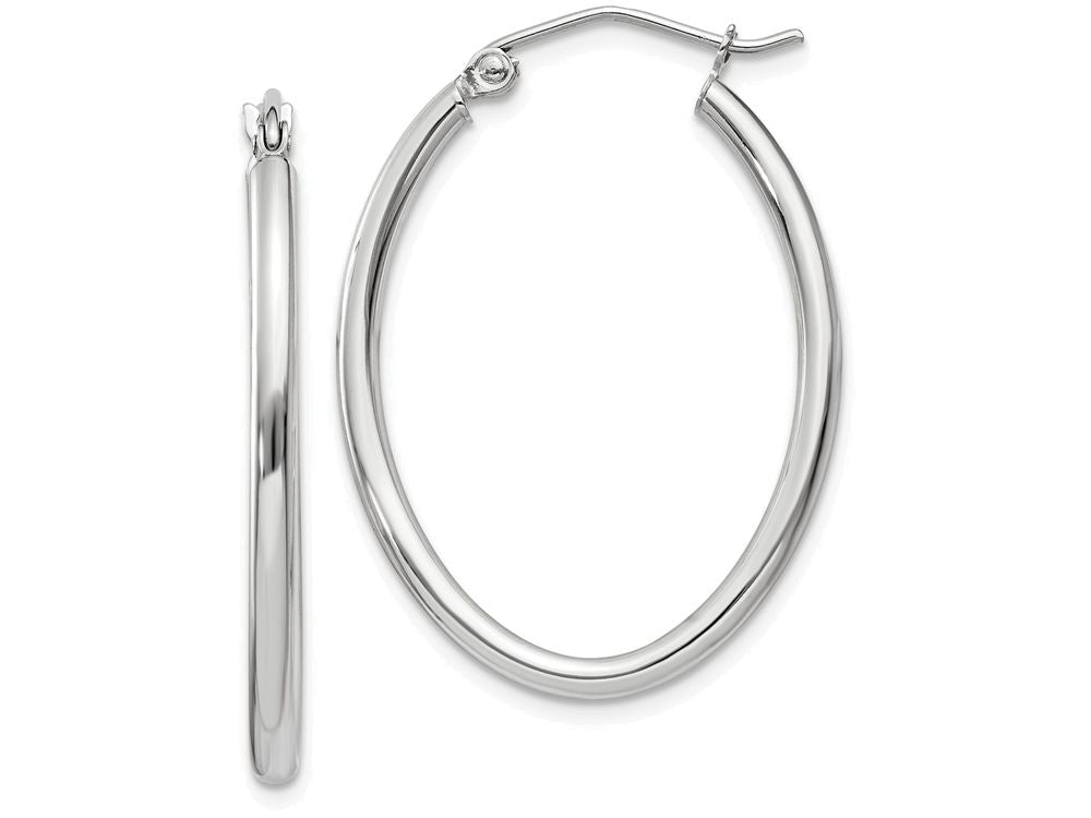 FJC Finejewelers 14k White Gold Polished 2mm Oval Tube Hoop Earrings