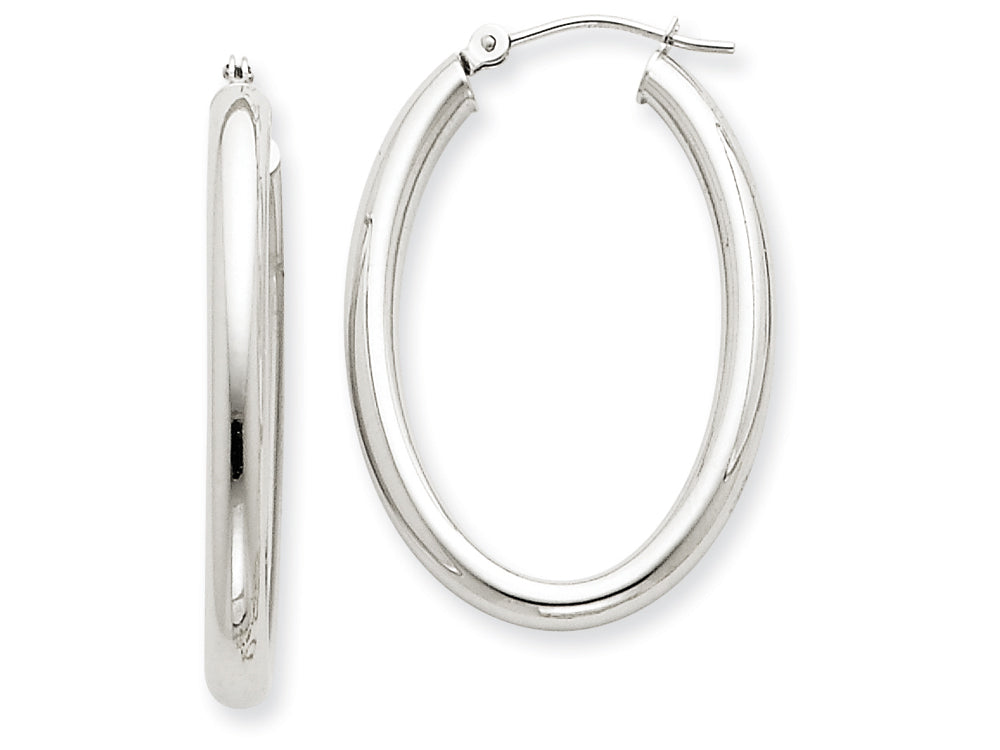 FJC Finejewelers 14k White Gold Polished 3.5mm Oval Tube Hoop Earrings