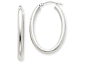 FJC Finejewelers 14k White Gold Polished 3.5mm Oval Tube Hoop Earrings