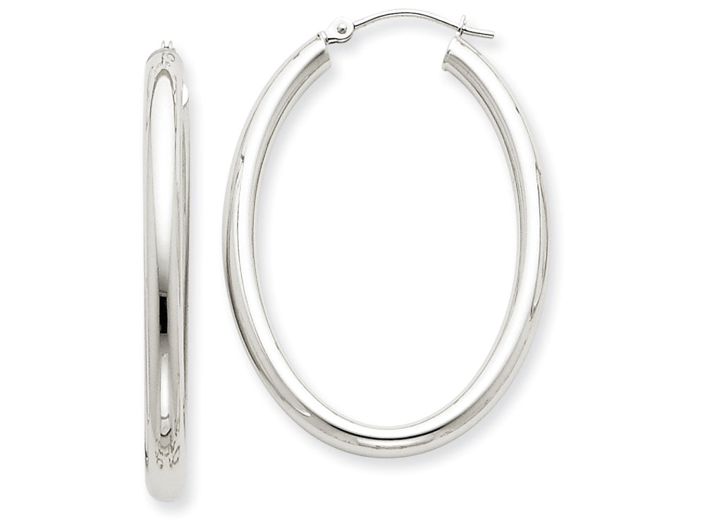 FJC Finejewelers 14k White Gold Polished 3.5mm Oval Tube Hoop Earrings