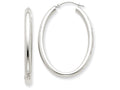 FJC Finejewelers 14k White Gold Polished 3.5mm Oval Tube Hoop Earrings