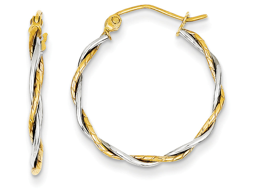 FJC Finejewelers 14 kt Two Tone Gold Polished 1.8mm Twisted Hoop Earrings