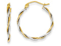 FJC Finejewelers 14 kt Two Tone Gold Polished 1.8mm Twisted Hoop Earrings