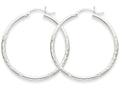 FJC Finejewelers 14k White Gold Satin and Bright-cut 2mm Round Hoop Earrings