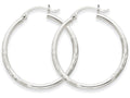 FJC Finejewelers 14k White Gold Satin and Bright-cut 2mm Round Hoop Earrings