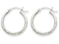 FJC Finejewelers 14k White Gold Satin and Bright-cut 2mm Round Hoop Earrings
