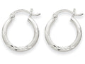 FJC Finejewelers 14k White Gold Satin and Bright-cut 2mm Round Hoop Earrings