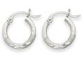 FJC Finejewelers 14k White Gold Satin and Bright-cut 2mm Round Hoop Earrings