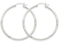 FJC Finejewelers 14k White Gold Satin and Bright-cut 2mm Round Hoop Earrings