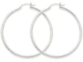 FJC Finejewelers 14k White Gold Satin and Bright-cut 2mm Round Hoop Earrings