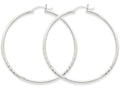 FJC Finejewelers 14k White Gold Satin and Bright-cut 2mm Round Hoop Earrings