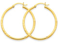 FJC Finejewelers 14k Yellow Gold Satin and Bright-cut 2mm Round Tube Hoop Earrings