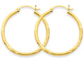 FJC Finejewelers 14k Yellow Gold Satin and Bright-cut 2mm Round Tube Hoop Earrings