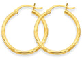 FJC Finejewelers 14k Yellow Gold Satin and Bright-cut 2mm Round Tube Hoop Earrings