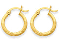 FJC Finejewelers 14k Yellow Gold Satin and Bright-cut 2mm Round Tube Hoop Earrings
