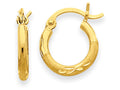 FJC Finejewelers 14k Yellow Gold Satin and Bright-cut 2mm Round Tube Hoop Earrings