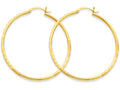 FJC Finejewelers 14k Yellow Gold Satin and Bright-cut 2mm Round Tube Hoop Earrings