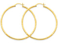FJC Finejewelers 14k Yellow Gold Satin and Bright-cut 2mm Round Tube Hoop Earrings