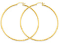 FJC Finejewelers 14k Yellow Gold Satin and Bright-cut 2mm Round Tube Hoop Earrings