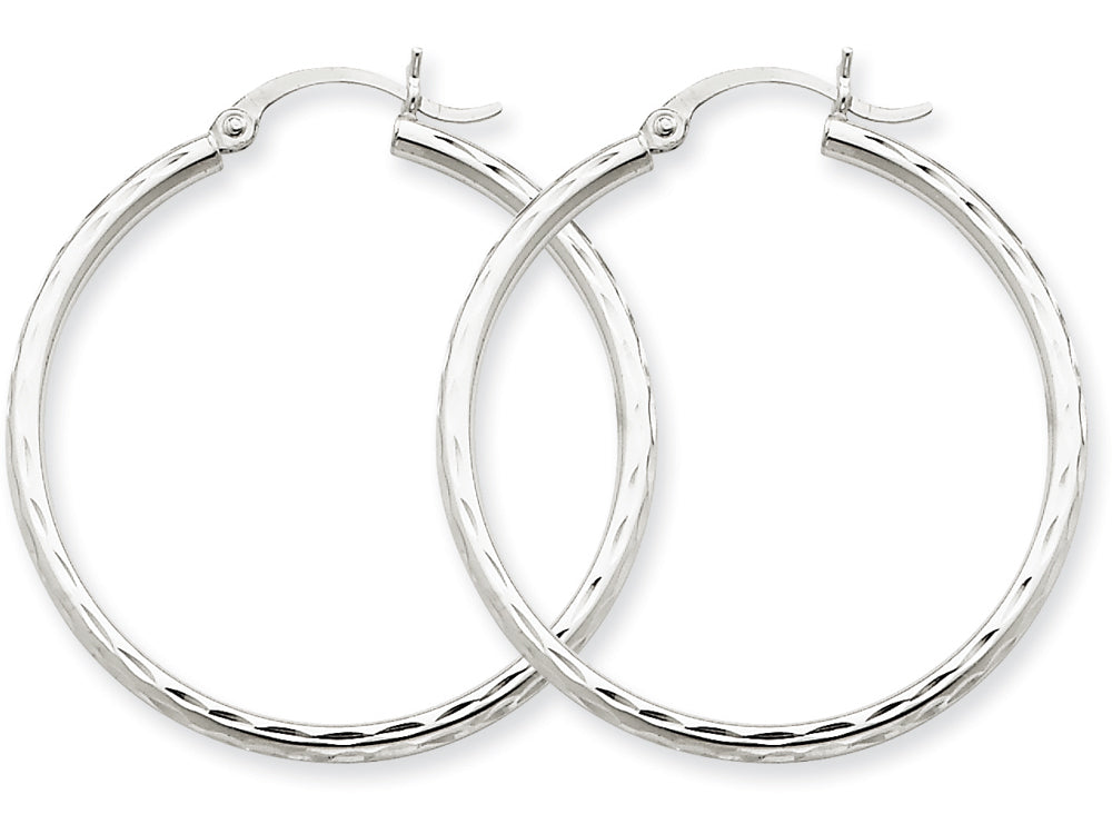 FJC Finejewelers 14k White Gold Bright-cut 2mm Round Tube Hoop Earrings