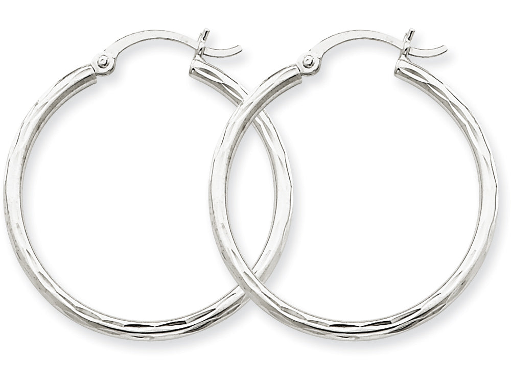 FJC Finejewelers 14k White Gold Bright-cut 2mm Round Tube Hoop Earrings