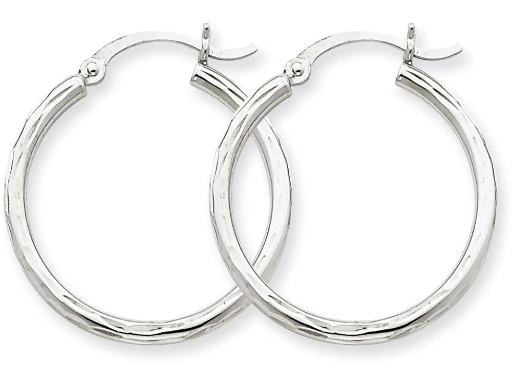 FJC Finejewelers 14k White Gold Bright-cut 2mm Round Tube Hoop Earrings