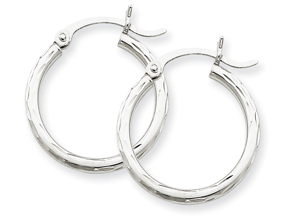FJC Finejewelers 14k White Gold Bright-cut 2mm Round Tube Hoop Earrings