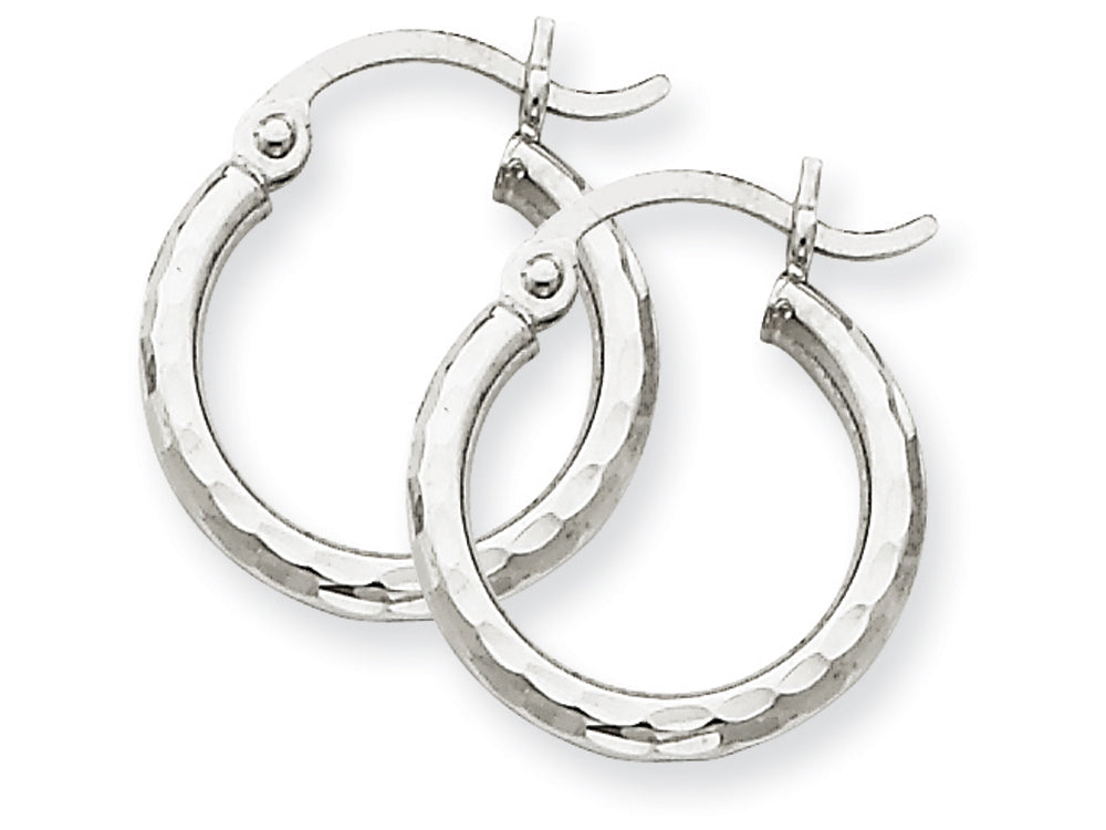 FJC Finejewelers 14k White Gold Bright-cut 2mm Round Tube Hoop Earrings