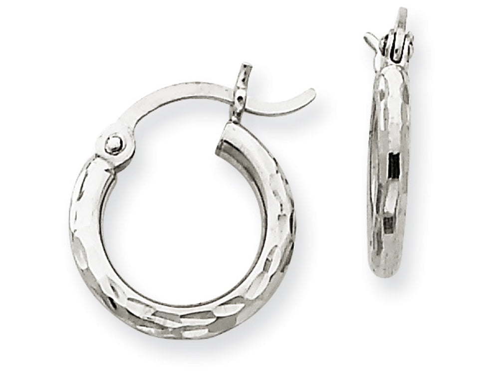 FJC Finejewelers 14k White Gold Bright-cut 2mm Round Tube Hoop Earrings