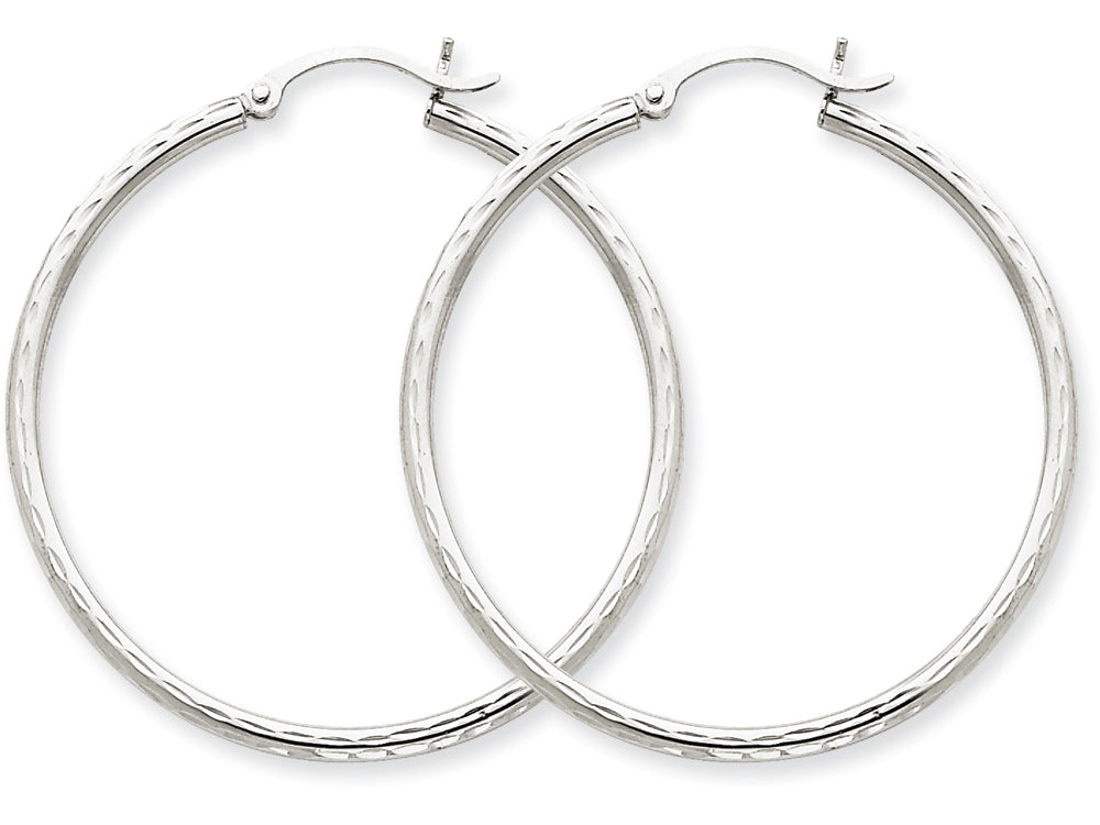FJC Finejewelers 14k White Gold Bright-cut 2mm Round Tube Hoop Earrings