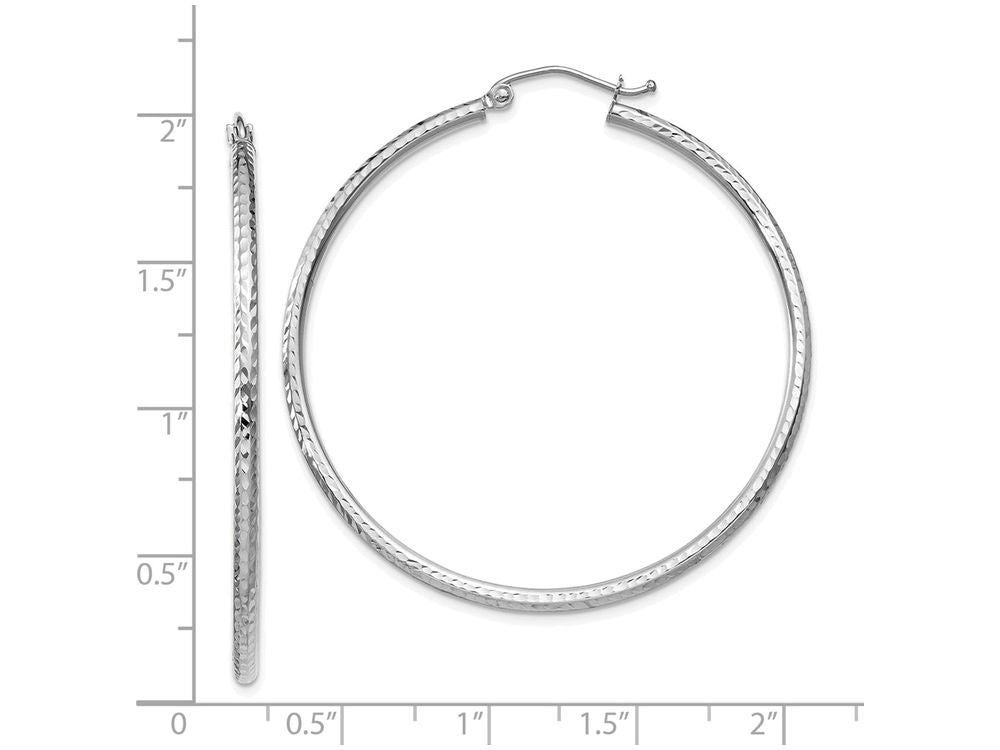 FJC Finejewelers 14k White Gold Bright-cut 2mm Round Tube Hoop Earrings