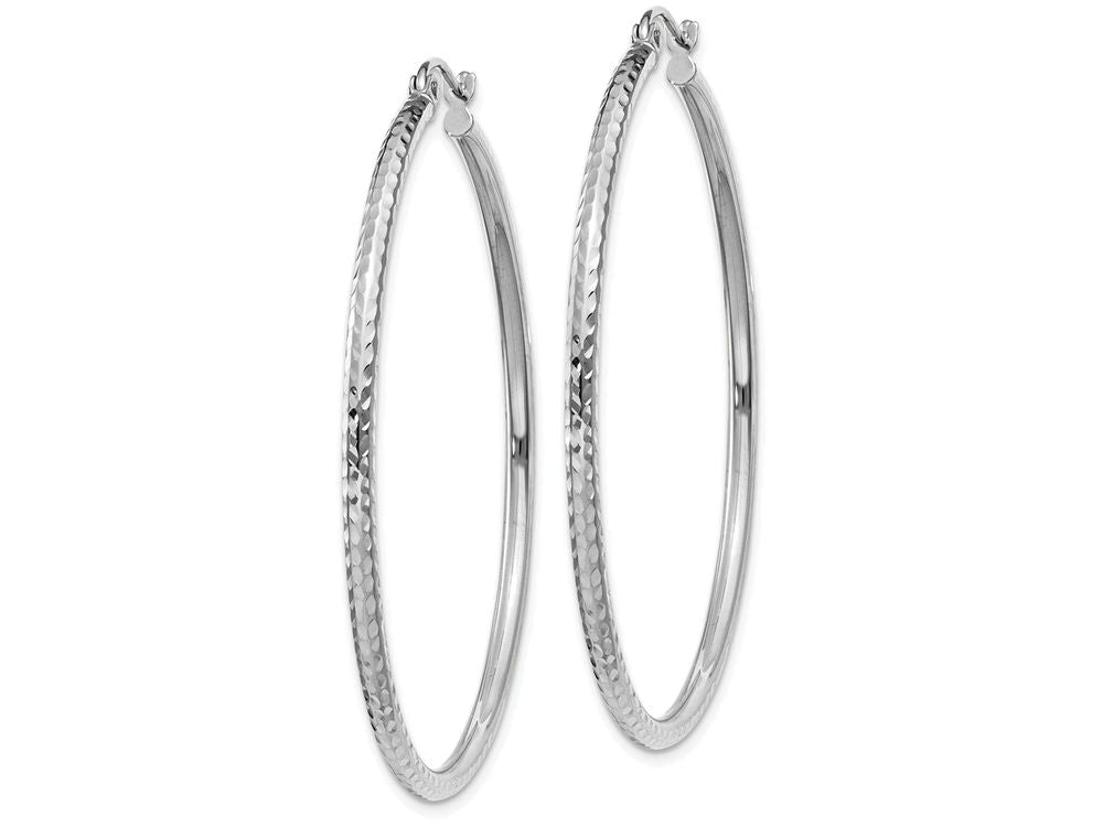 FJC Finejewelers 14k White Gold Bright-cut 2mm Round Tube Hoop Earrings