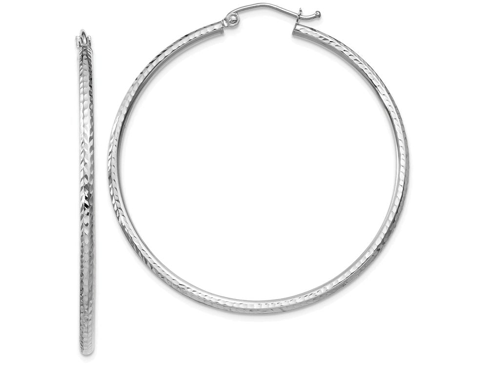 FJC Finejewelers 14k White Gold Bright-cut 2mm Round Tube Hoop Earrings