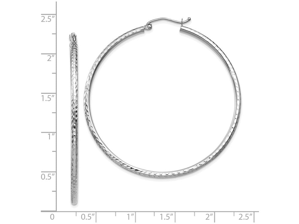 FJC Finejewelers 14k White Gold Bright-cut 2mm Round Tube Hoop Earrings