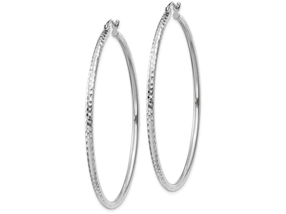 FJC Finejewelers 14k White Gold Bright-cut 2mm Round Tube Hoop Earrings